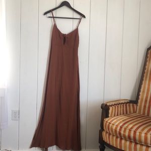 Burnt orange slit leg dress